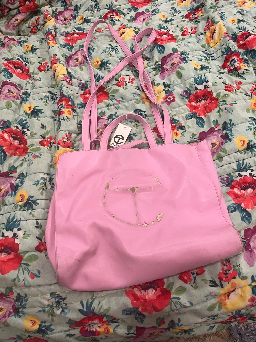 Telfar bubblegum Pink Tote Bag with Dual Shoulder Straps